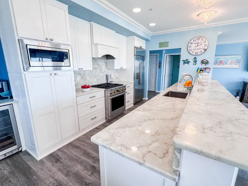 Vista View Penthouse: kitchen marble island