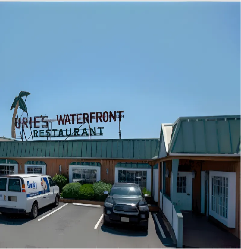 Urie's waterfront restaurant sign